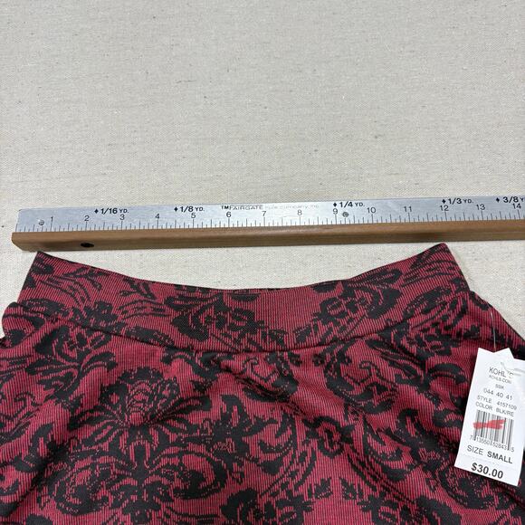 Joe B by Joe Benbasset Skirt Womens Small Flare Maroon & Black Lace Pattern NWT - Picture 5 of 6